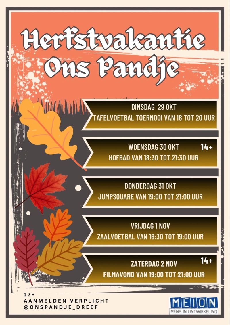 Herfstvakantie-activiteiten bij Ons Pandje