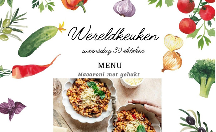 Wereldkeuken 30 oktober a.s. in Buurtkamer De Luyk: Macaroni met gehakt